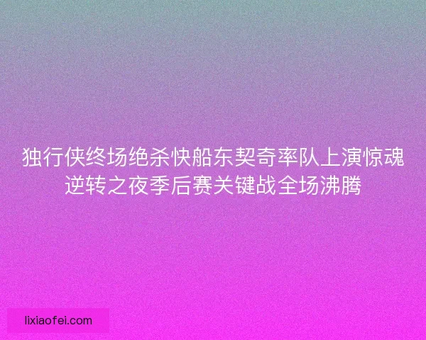 独行侠终场绝杀快船东契奇率队上演惊魂逆转之夜季后赛关键战全场沸腾