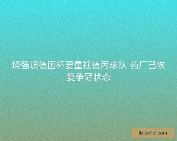 塔强调德国杯要重视德丙球队 药厂已恢复争冠状态 塔强调德国杯要重视德丙球队 药厂已恢复争冠状态